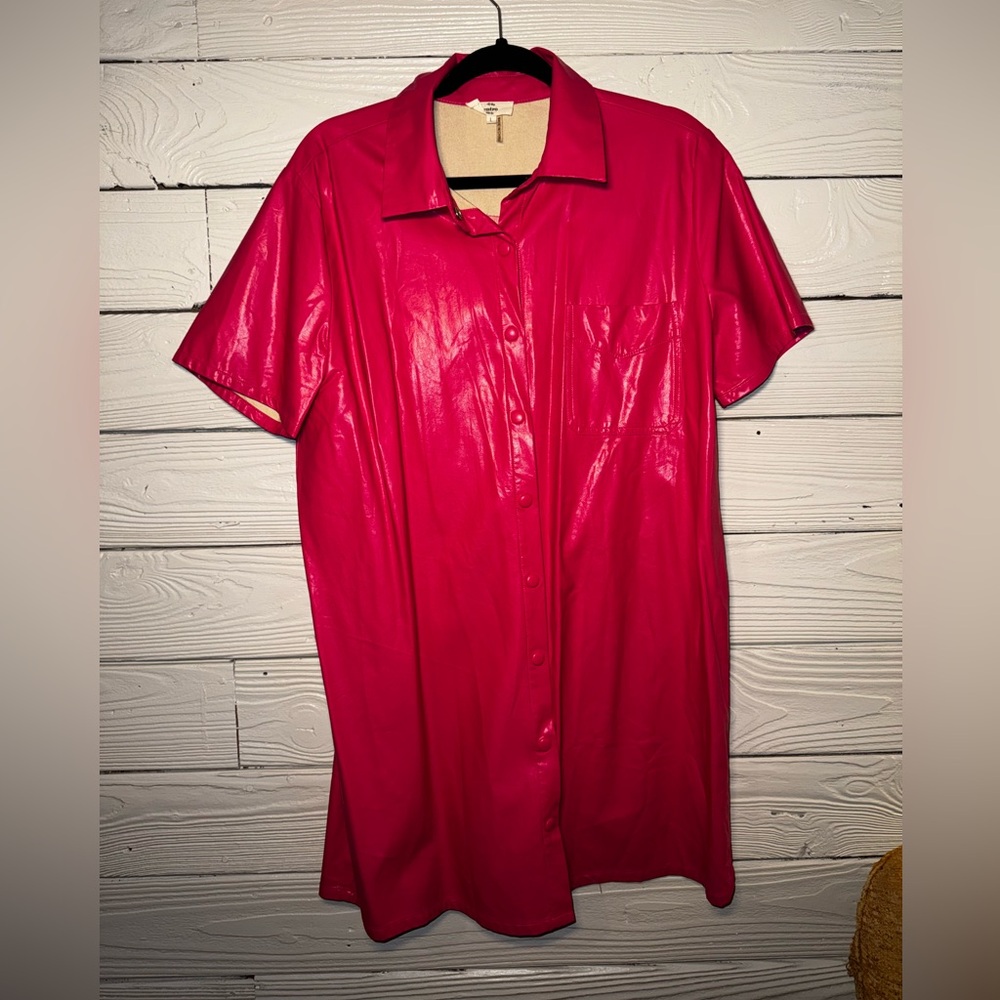 Entro Hot Pink faux leather dress